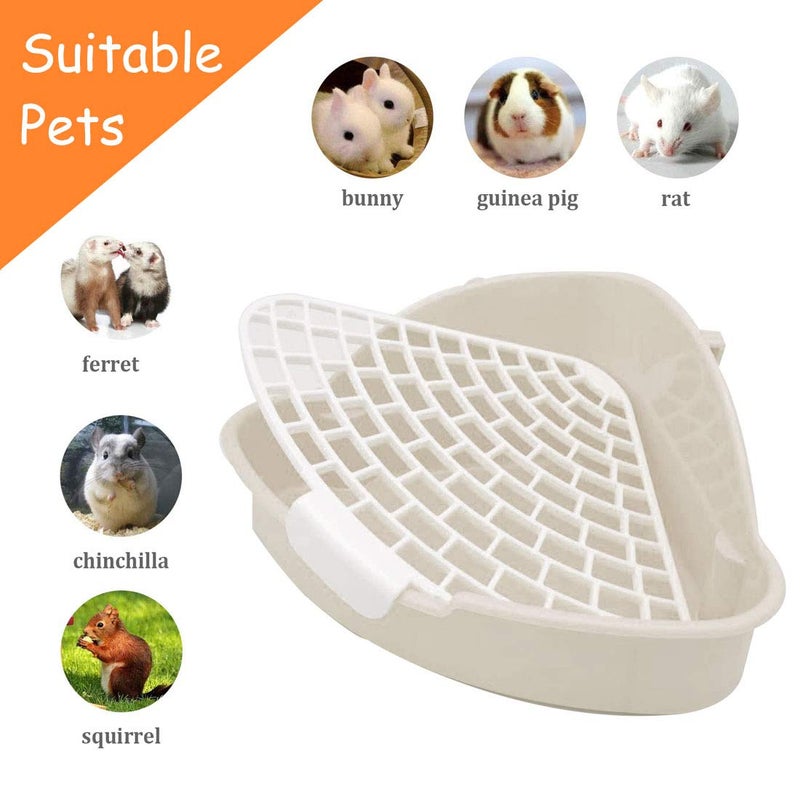 Hamiledyi Triangle Potty Trainer Corner Bunny Toilet Plastic Pet Pan Guinea Pig Litter Bedding Box for Baby Rabbit Guinea Pig Hamster Chinchillas Ferret Small Animals(White) - Image 4